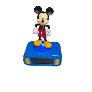 Mickey Mouse Digital Alarm Clock Blue Disney Decor Snooze Night Light Disneyana